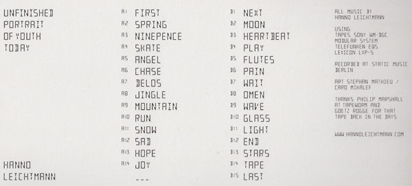 Hanno Leichtmann : Unfinished Portrait Of Youth Today (LP, Ltd, RE, 180)