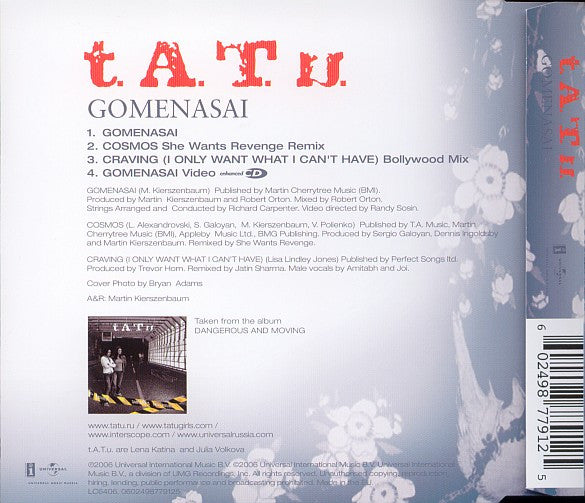 t.A.T.u. : Gomenasai (CD, Single, Enh)