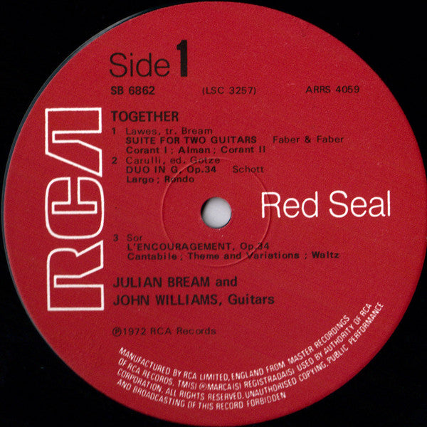 Julian Bream &amp; John Williams (7) : Together (LP, Album, Gat)