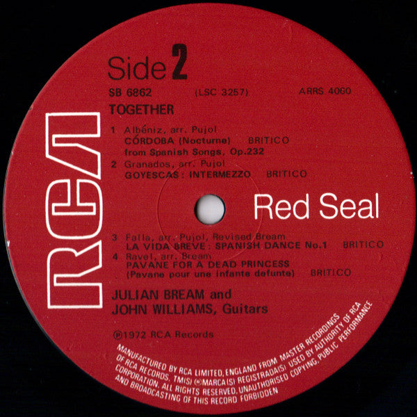 Julian Bream &amp; John Williams (7) : Together (LP, Album, Gat)