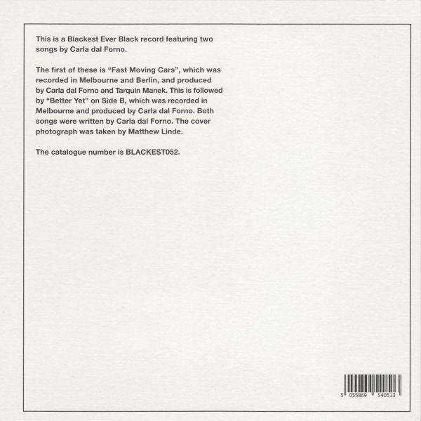 Carla dal Forno : Fast Moving Cars (7&quot;)