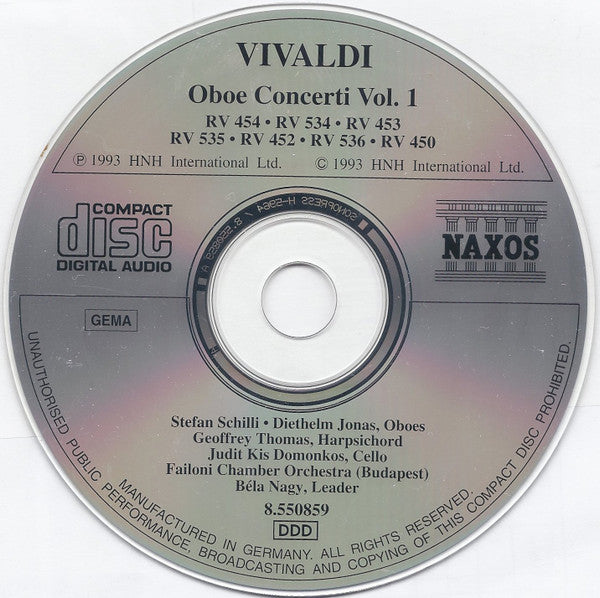 Vivaldi* - Stefan Schilli, Diethelm Jonas, Failoni Chamber Orchestra* : Oboe Concerti, Vol. 1 (CD, Album)