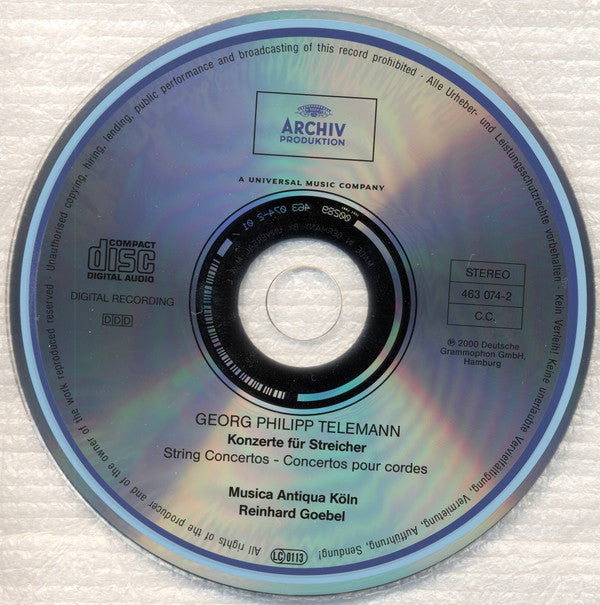 Telemann* - Musica Antiqua Köln · Reinhard Goebel : String Concertos (CD, Album)