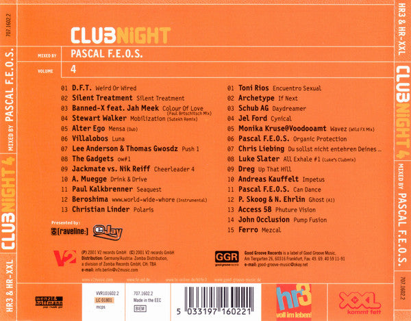 Pascal F.E.O.S. : hr3 &amp; XXL Clubnight Volume 4 (2xCD, Comp, Mixed)