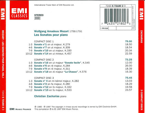 Mozart*, Christian Zacharias : Les Sonates Pour Piano (5xCD + Box, Comp)
