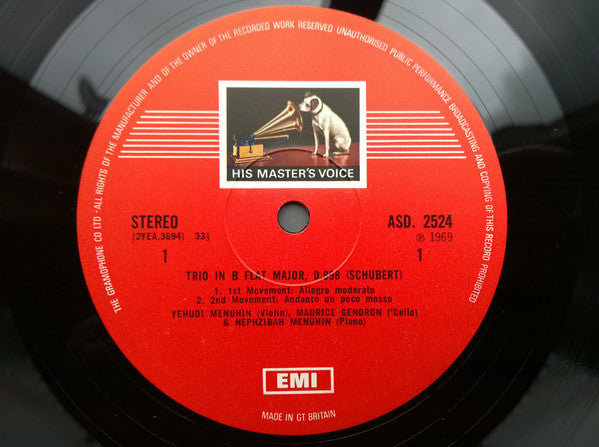 Franz Schubert : Trio No. 1 In B Flat Major, D.898 / Sonata In B Flat Major, D.28 (LP)