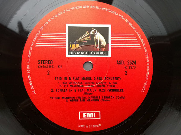 Franz Schubert : Trio No. 1 In B Flat Major, D.898 / Sonata In B Flat Major, D.28 (LP)