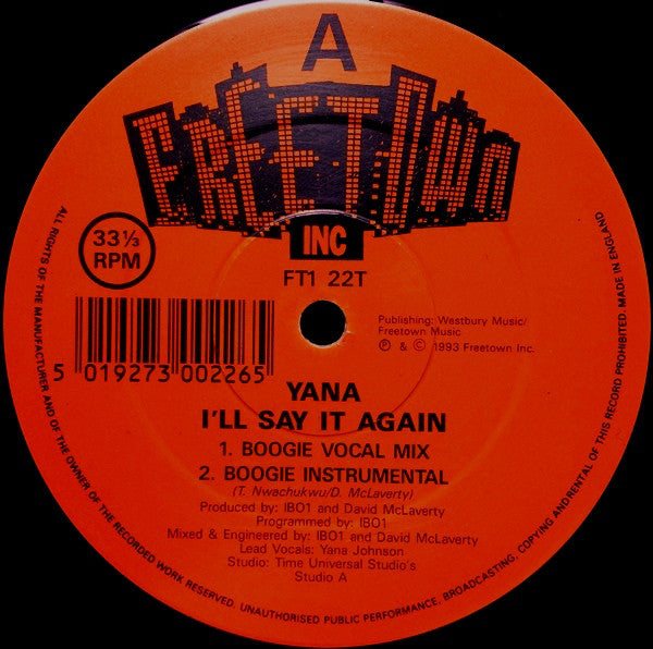 Yana : I&#39;ll Say It Again (12&quot;)