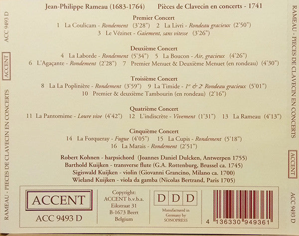 Jean-Philippe Rameau : Pièces De Clavecin En Concerts (CD, Album)